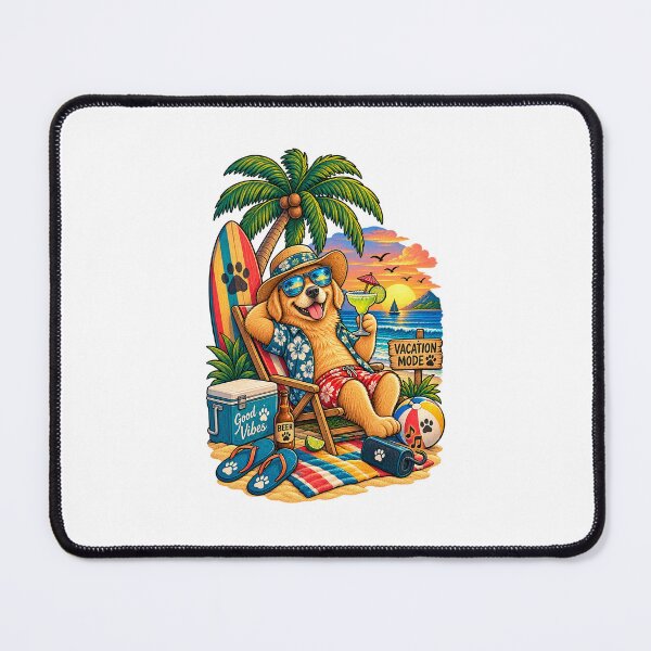 Item preview, Vintage Beach Dog Tropical Vacation Illustration designed and sold by lovepower.