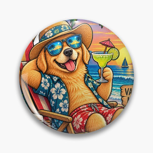 Item preview, Vintage Beach Dog Tropical Vacation Illustration designed and sold by lovepower.