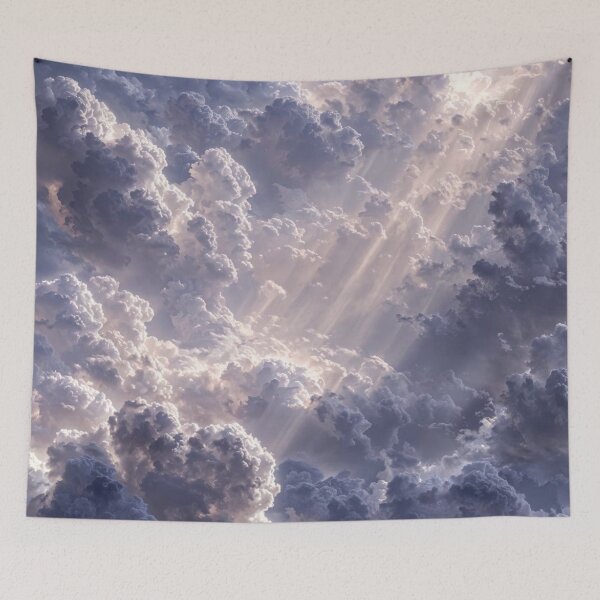 Item preview, Sunrays Heavenly Clouds Soft Pastel Sky Dreamscape Art designed and sold by LYAN-STORE.