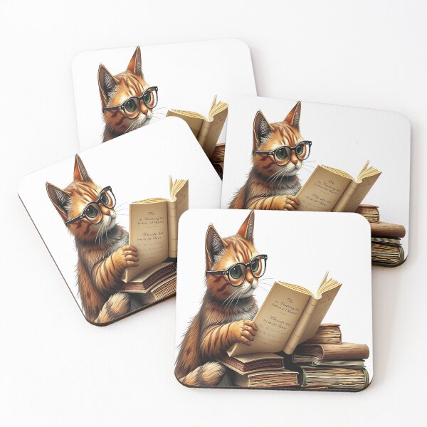 Item preview, Smart Cat Reading Books Vintage Academic designed and sold by ilyasartist.