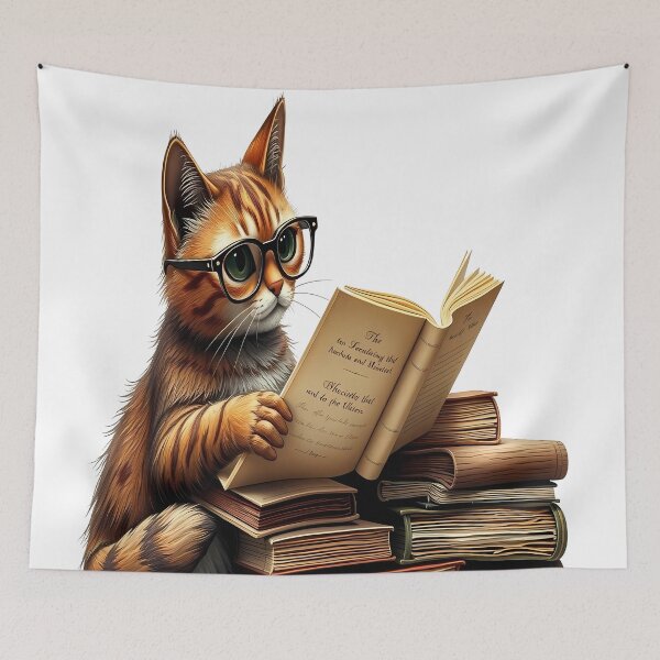 Item preview, Smart Cat Reading Books Vintage Academic designed and sold by ilyasartist.