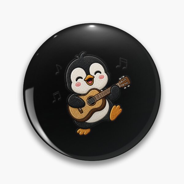 Item preview, Cute Penguin Playing Guitar Kawaii Embroidery Patch designed and sold by ColorSplash123.
