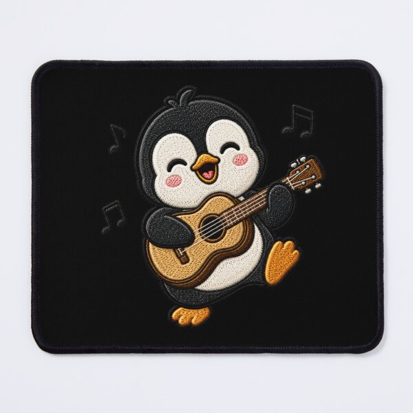 Item preview, Cute Penguin Playing Guitar Kawaii Embroidery Patch designed and sold by ColorSplash123.
