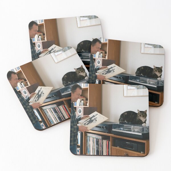 Item preview, Man can’t play his record because cat is on his player designed and sold by WiseBow.