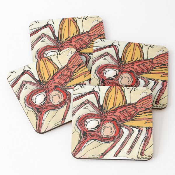 Item preview, Red Dragonfly – Art Brut Insect Painting by Dwaalhaas designed and sold by Dwaalhaas Applied Design.