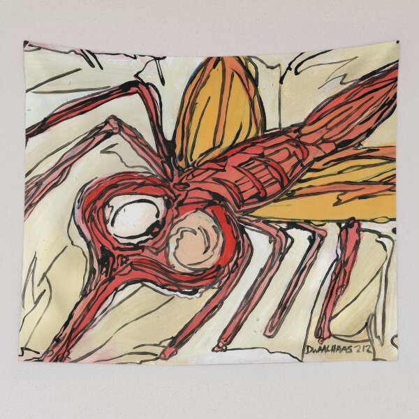 Item preview, Red Dragonfly – Art Brut Insect Painting by Dwaalhaas designed and sold by Dwaalhaas.com.