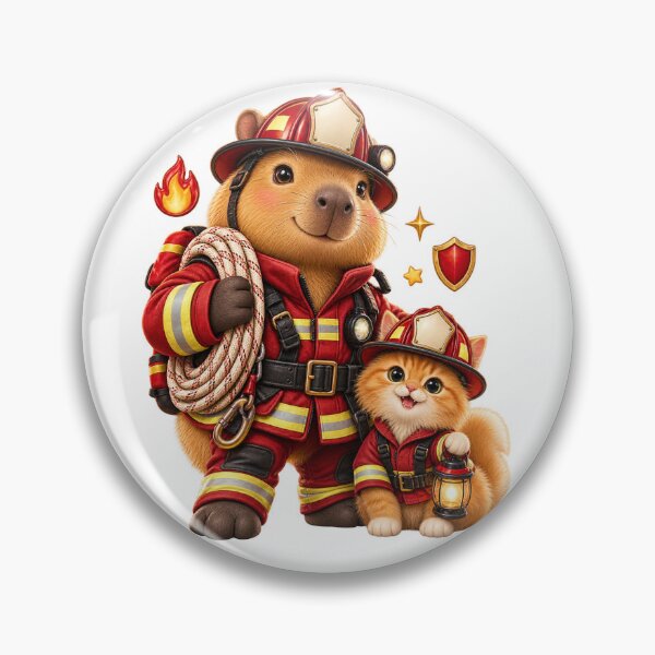 Item preview, Little Firefighter Capybara | Rescue Hero designed and sold by Cozy Art for Cozy Souls.