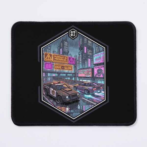 Item preview, Cyberpunk 180SX Police Chase Rainy Neon Tokyo Highway Aesthetic designed and sold by mood-draftsman.