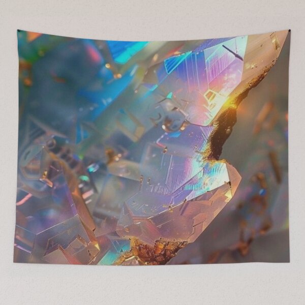 Item preview, Iridescent Rainbow Opal Crystal Cluster Holographic Mineral Gemstone Art designed and sold by LYAN-STORE.