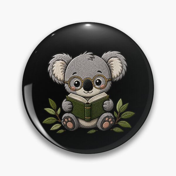 Item preview, Cute Koala Reading a Book Kawaii Embroidery Patch designed and sold by ColorSplash123.