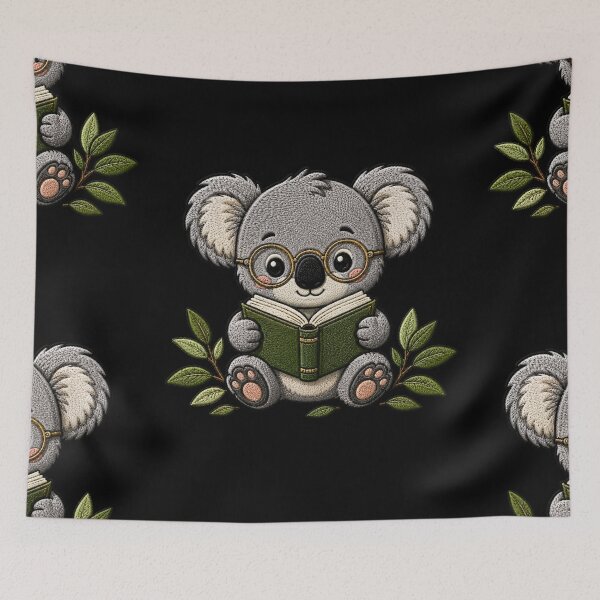 Item preview, Cute Koala Reading a Book Kawaii Embroidery Patch designed and sold by ColorSplash123.