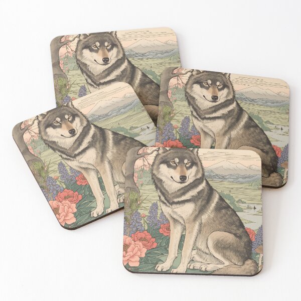 Artikelvorschau, Zeichnung eines Grauwolfs: Japanische Husky-Kunst entworfen und verkauft von DesingScan.