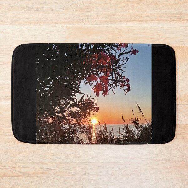 Item preview, Sunset Silhouettes with Pink Oleander - Coastal Mediterranean Twilight designed and sold by EpicVistas.