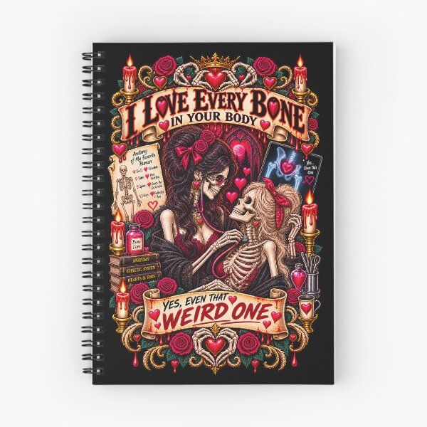 Item preview, DARK LOVE ❤️ - MONSTER ROMANCE COLLETION -  SKELETON LOVE - I LOVE EVERY BONE IN YOUR BODY - YES, EVEN THAT WEIRD ONE - LESBIAN PRIDE v2 designed and sold by WheelieGdArt.