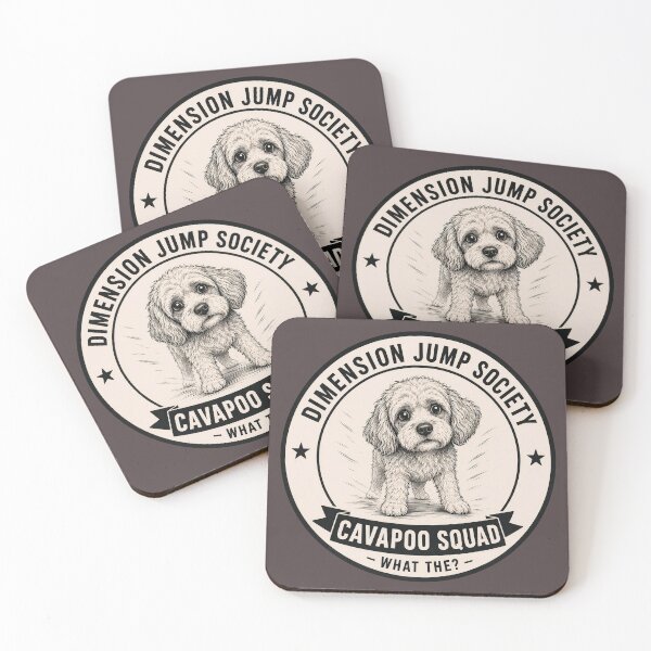 Aperçu de l'œuvre Dimension Jump Society - Cavapoo Squad - Quoi ?/Logo amusant de badge pour chien Cavapoo créée et vendue par Halejo68.