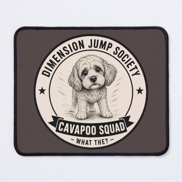 Item preview, Dimension Jump Society - Cavapoo Squad - What The?/Funny Cavapoo Dog Badge Logo designed and sold by Halejo68.