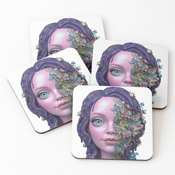 Item preview, Portrait of a Fantastic Girl with Purple Hair designed and sold by snoWorkshop.