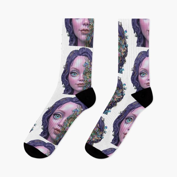 Item preview, Portrait of a Fantastic Girl with Purple Hair designed and sold by snoWorkshop.