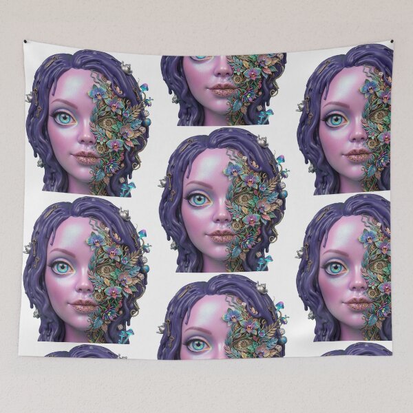 Item preview, Portrait of a Fantastic Girl with Purple Hair designed and sold by snoWorkshop.