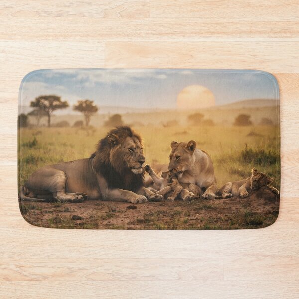 Item preview, Pride of the Savanna: Lion Family at Sunset Art Print, Cinematic Wildlife Documentary Photography designed and sold by SOOstudio73.
