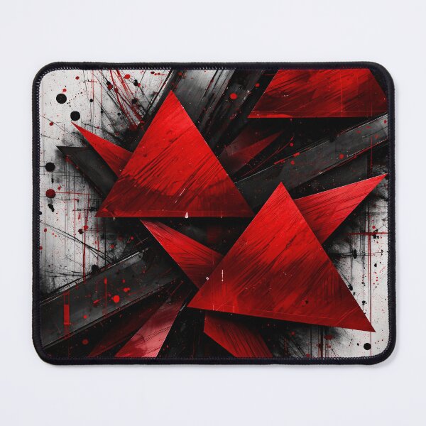 Item preview, Red Black Geometric Abstract – Bold Triangle Grunge Modern Art Print designed and sold by Kaleidoscope Print.