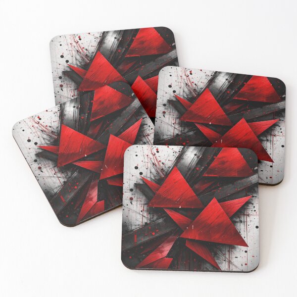 Item preview, Red Black Geometric Abstract – Bold Triangle Grunge Modern Art Print designed and sold by Kaleidoscope Print.