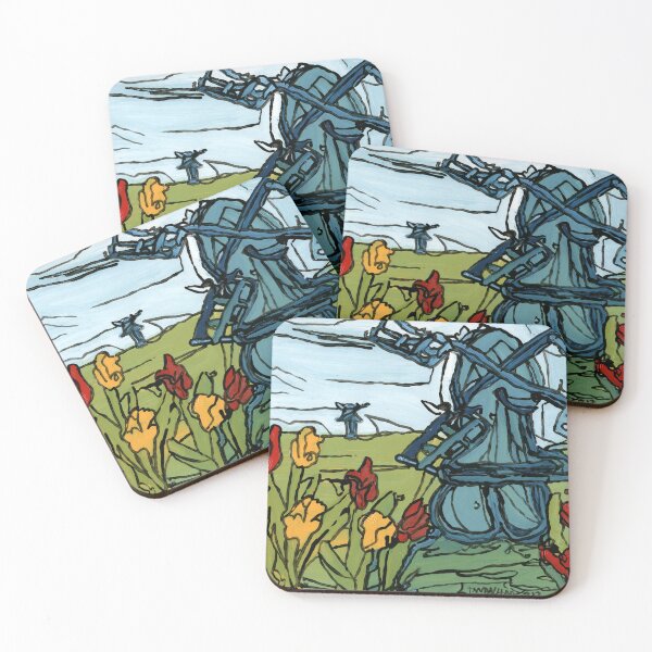 Item preview, Dutch Windmill & Tulips – Art Brut Landscape by Dwaalhaa designed and sold by Dwaalhaas.com.