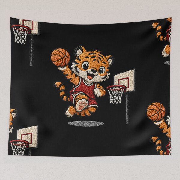 Item preview, Cute Tiger Playing Basketball Kawaii Embroidery Patch designed and sold by ColorSplash123.