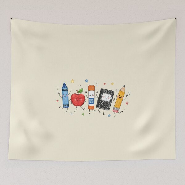 Item preview, Cute Hand-Drawn School Supplies Squad designed and sold by MAXIZPRINT.