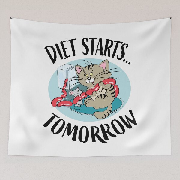 Item preview, Diet Starts Tomorrow Funny Cat and Mouse designed and sold by Ekaterina  Biserova.