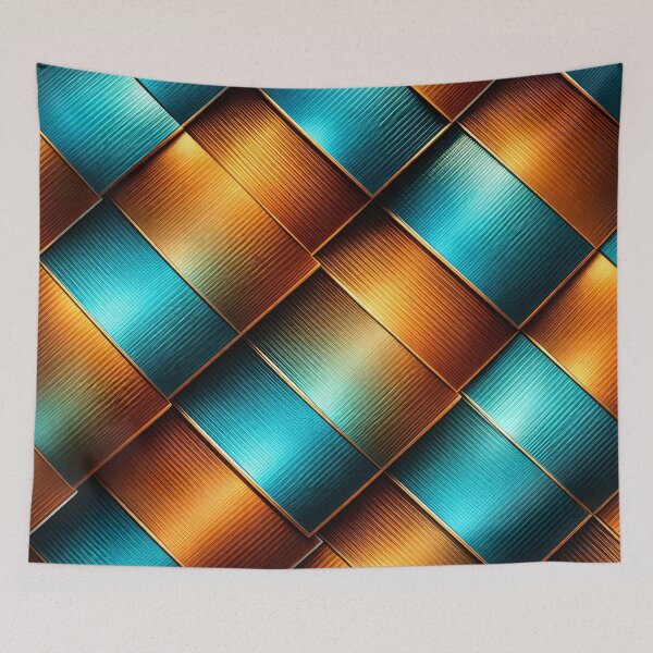 Item preview, Teal and Copper Geometric Pattern – Luxury Metallic Abstract Art Print designed and sold by Kaleidoscope Print.