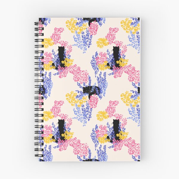 Item preview, Whimsy Black Cat on Flower Garden Spring Pattern designed and sold by studiomamabara.
