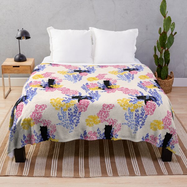 Item preview, Whimsy Black Cat on Flower Garden Spring Pattern designed and sold by studiomamabara.