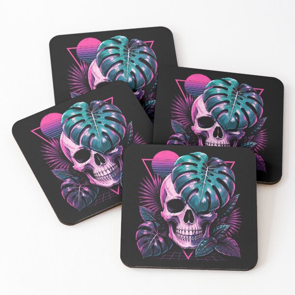 Item preview, Vibrant skull with tropical leaves and retro vibes halloween designed and sold by rafaeltto.