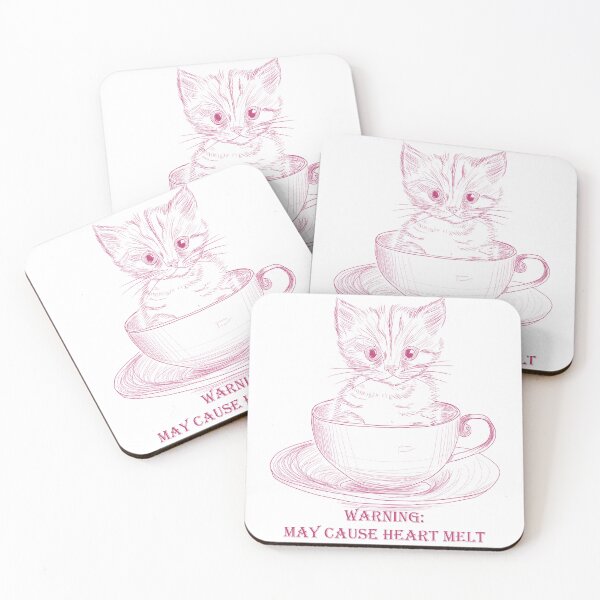 Item preview, Pink May Cause Heart Melt Cute kitten in teacup designed and sold by Anne Londez Studio.