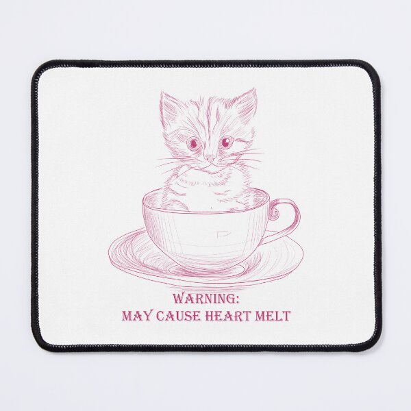 Item preview, Pink May Cause Heart Melt Cute kitten in teacup designed and sold by Anne Londez Studio.
