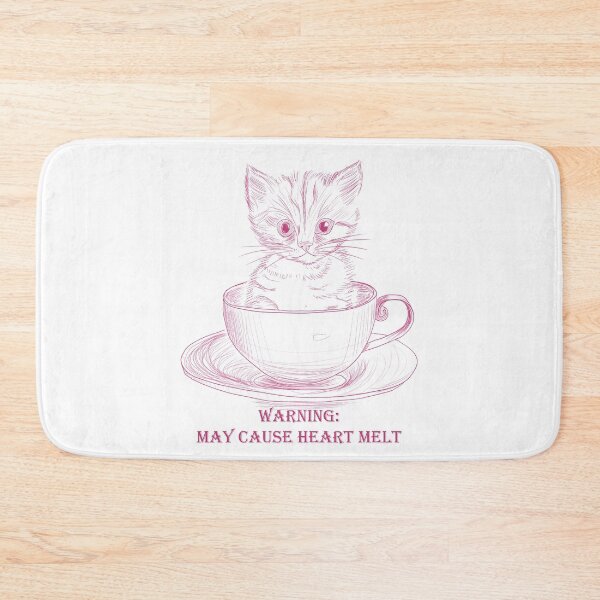 Item preview, Pink May Cause Heart Melt Cute kitten in teacup designed and sold by Anne Londez Studio.