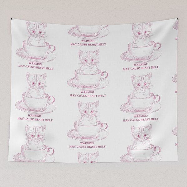 Item preview, Pink May Cause Heart Melt Cute kitten in teacup designed and sold by Anne Londez Studio.