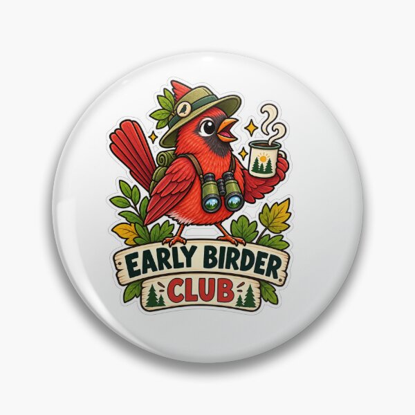 Item preview, Birding Early Bird Club – Red Cardinal Birdwatcher designed and sold by Eugeniia25.