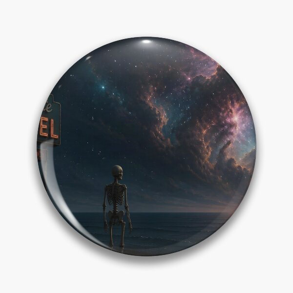Item preview, Starlite Motel at the Edge of Eternity – Cosmic Skeleton & Nebula Ocean designed and sold by DreamyWallVibes.