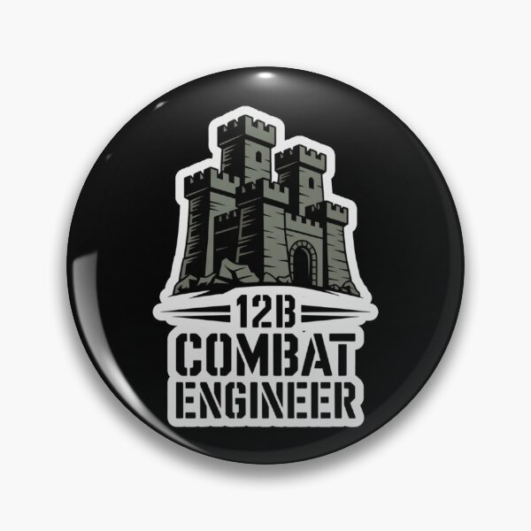 Item preview, 12B Combat Engineer — Classic Castle Tower Emblem U.S. Army MOS Military Engineering Graphic White Outline designed and sold by GFamilyC.