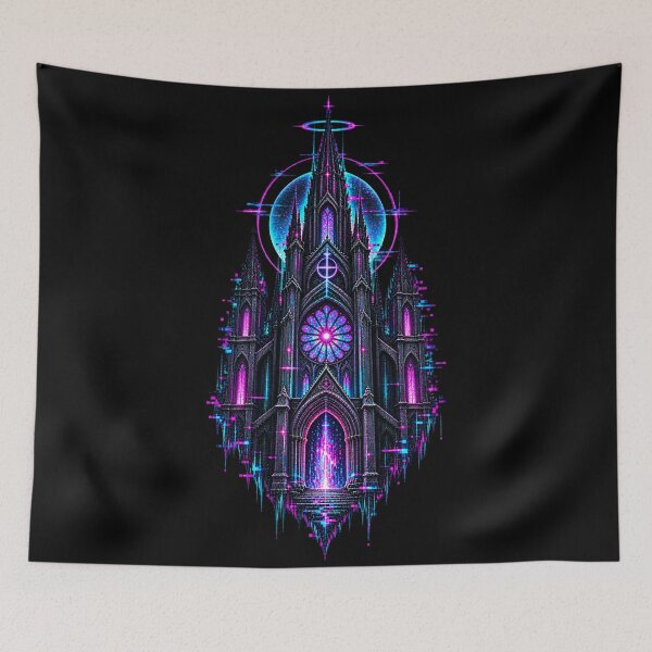 Item preview, Glitch Cathedral – Neon Cyber Occult Architecture designed and sold by JupiterGlitchEmpire.
