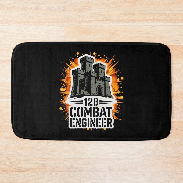 Item preview, 12B Combat Engineer — Classic Castle Tower Emblem U.S. Army MOS Military Engineering Graphic White Outline Explosion designed and sold by GFamilyC.