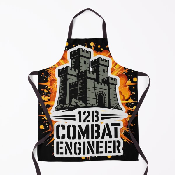Item preview, 12B Combat Engineer — Classic Castle Tower Emblem U.S. Army MOS Military Engineering Graphic White Outline Explosion designed and sold by GFamilyC.