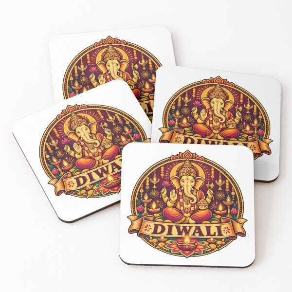 Item preview, Ganesha Silhouette Diwali Badge – Vintage Festival Retro Design designed and sold by Globalcitytees.
