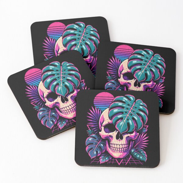 Item preview, Vibrant skull with tropical leaves design halloween designed and sold by rafaeltto.