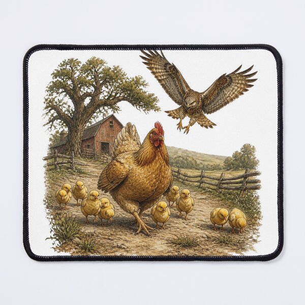 Item preview, Vintage Farmhouse Oil Painting -The Swooping Hawk designed and sold by El-RoiDesigns.