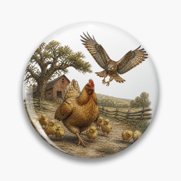 Item preview,  Vintage Farmhouse Oil Painting -The Swooping Hawk designed and sold by El-RoiDesigns.