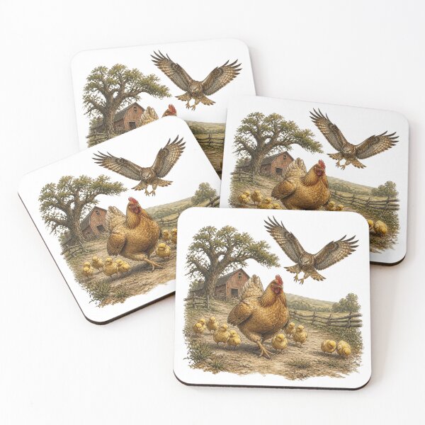 Item preview,  Vintage Farmhouse Oil Painting -The Swooping Hawk designed and sold by El-RoiDesigns.