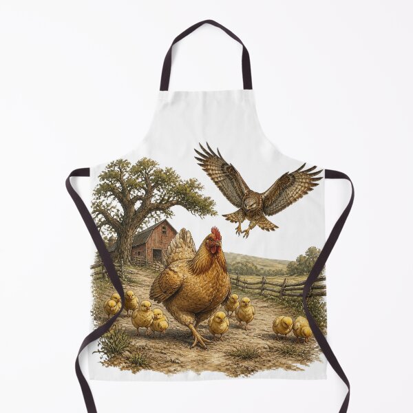 Item preview, Vintage Farmhouse Oil Painting -The Swooping Hawk designed and sold by El-RoiDesigns.